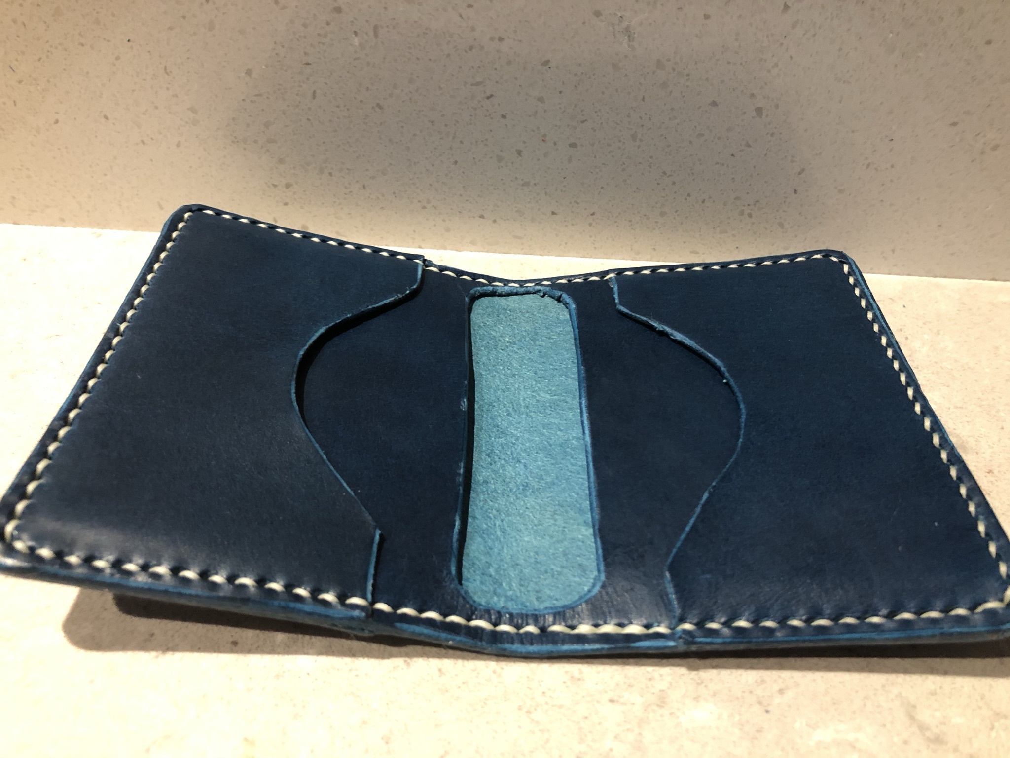 Blue Buttero Wallet with the Open Front