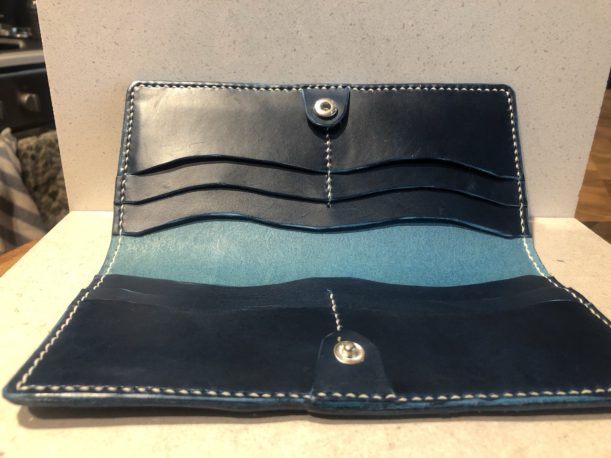 Blue Buttero Long Wallet - Open Position One