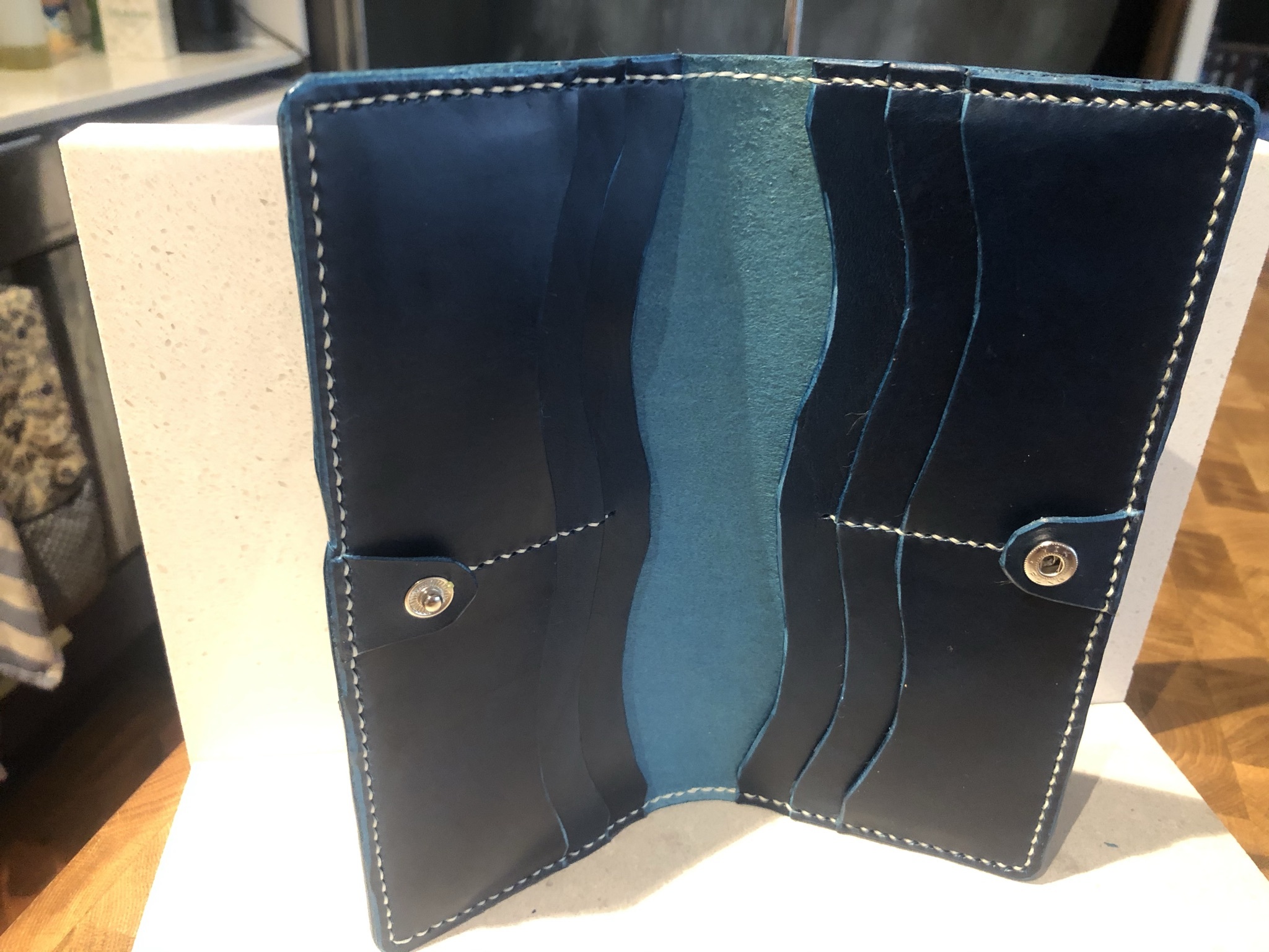 Blue Buttero Long Wallet - Open Position One